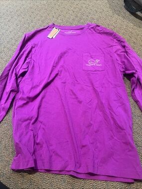 Vineyard Vines Long-Sleeve Pocket Tee in Vibrant Purple